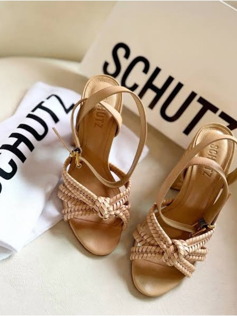SCHUTZ Blush Braided Knot Ankle-Strap Sandal